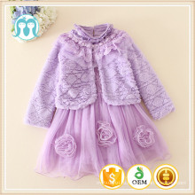Детская одежда 2015 с длинным рукавом обертывания+платье 2шт комплект дети фиолетовый элегантные платья, комплекты для вечеринок наборы оптом в наличии